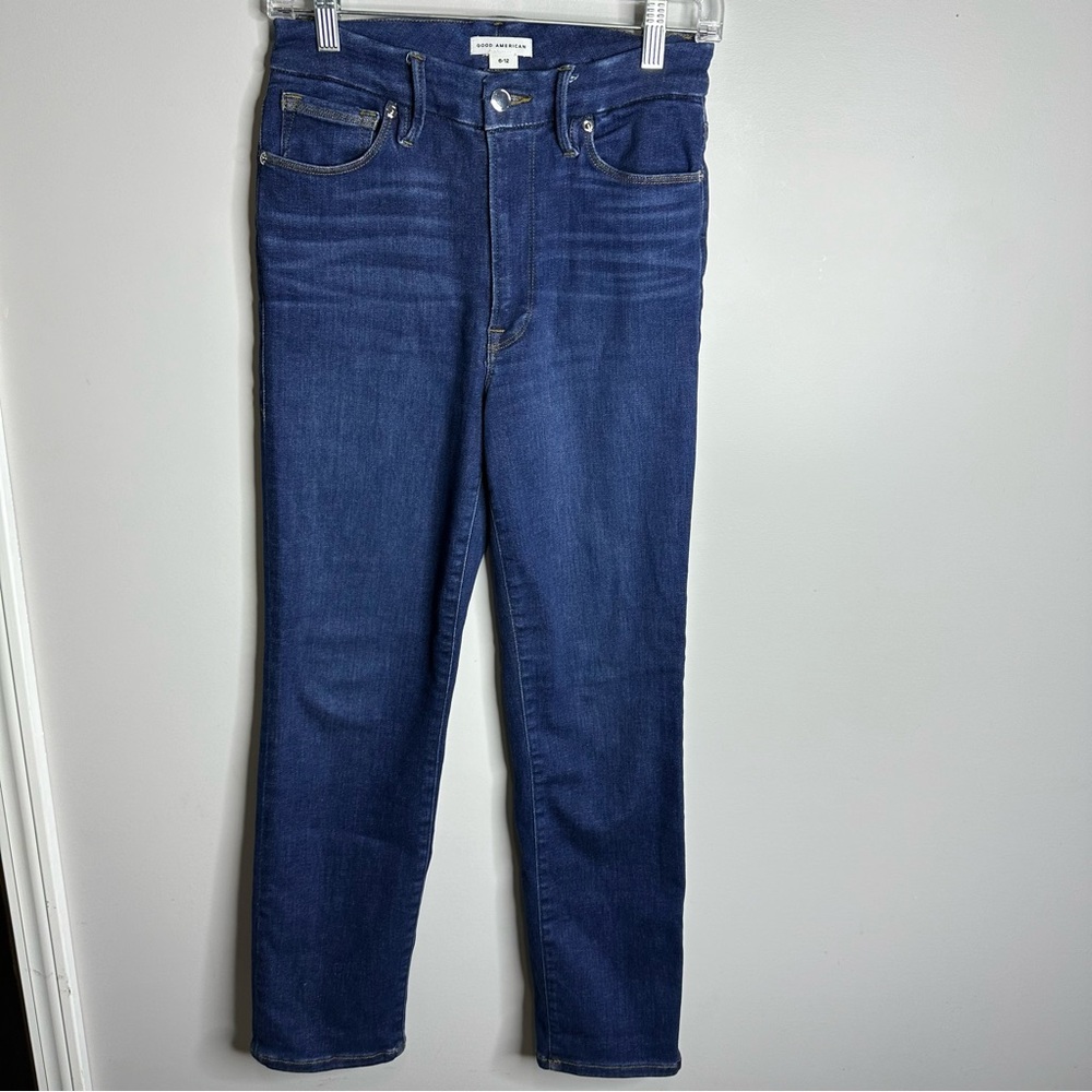 Good American Women's Straight Leg Jeans - Dark Blue Wash